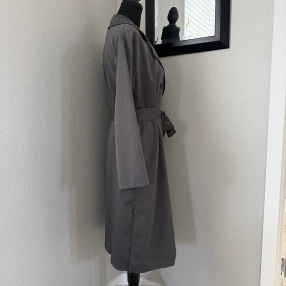 MAEVA Charcoal Gray Lightweight Double Breasted Trench Coat Small - Picture 5 of 14